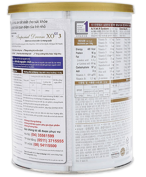 Sữa XO số 3 800g của Hàn Quốc (trẻ từ 6- 12 tháng)